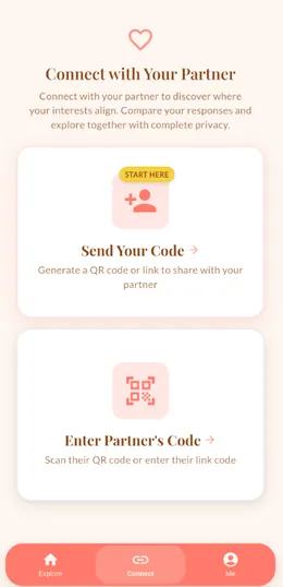 Connect screen with QR code linking