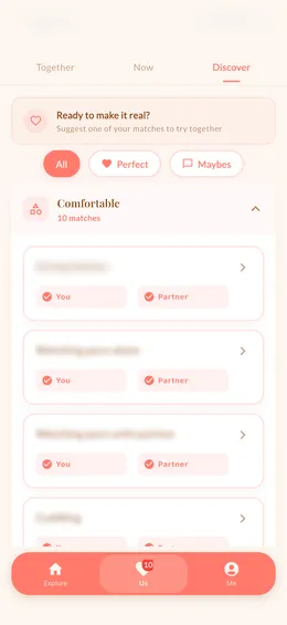 Matches screen showing shared interests
