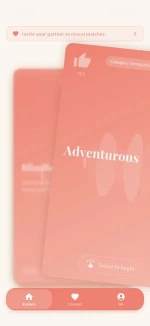 YNM Swipe Interface - Discover shared desires by swiping on intimate experiences