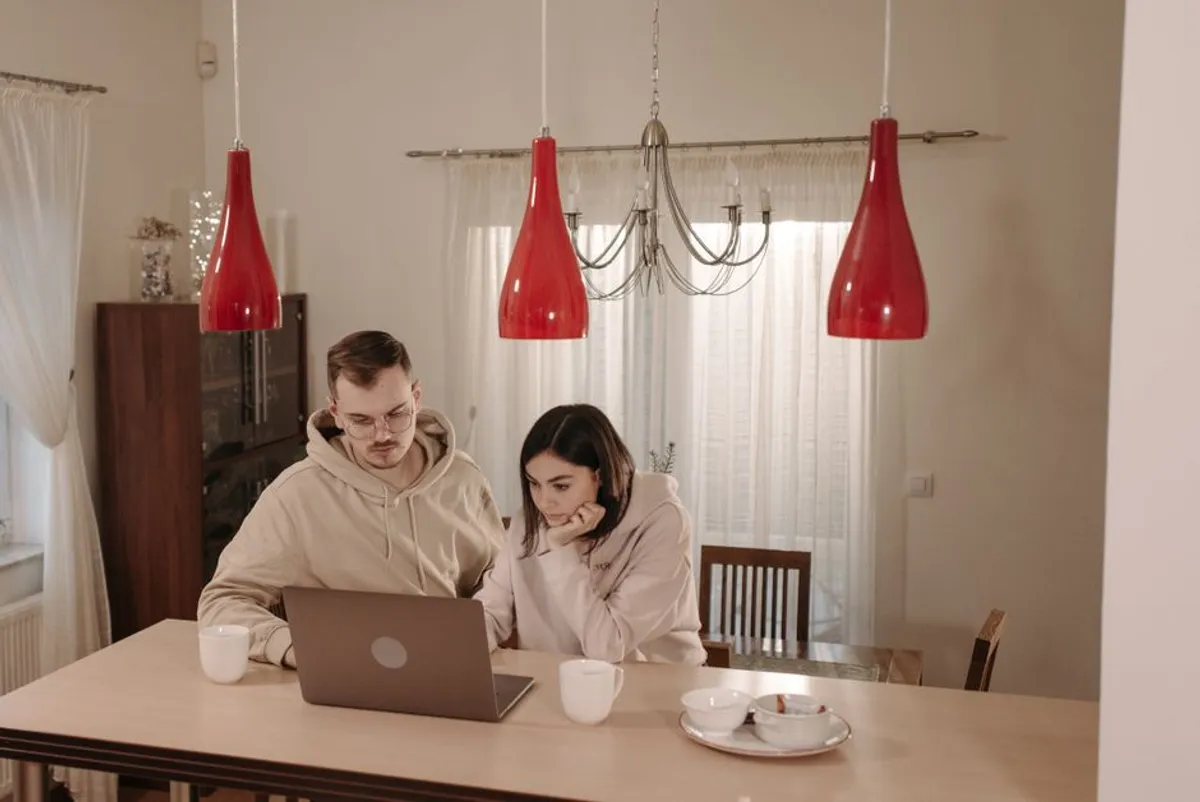 Couple focused and working through something together