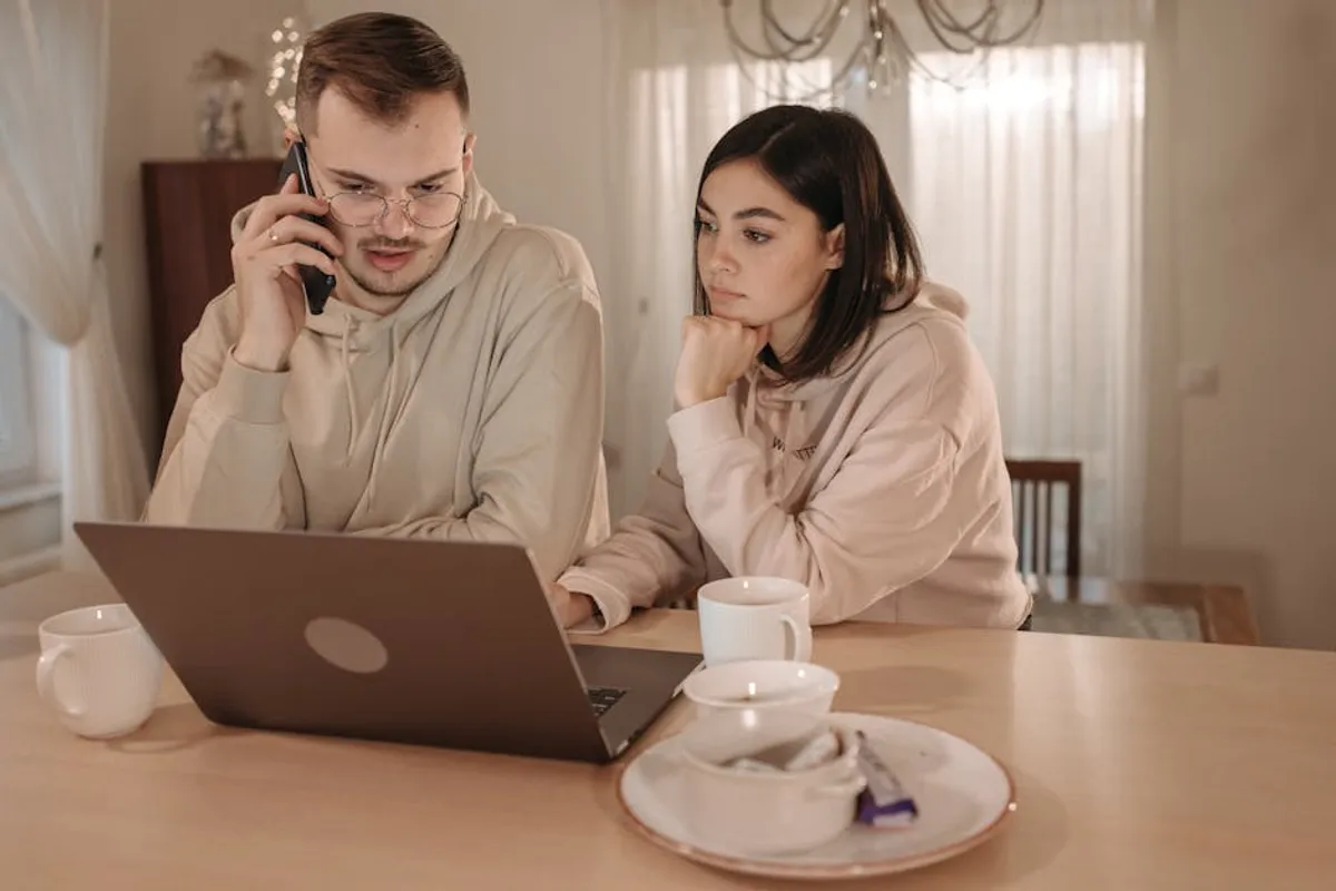Couple focused and working through something together