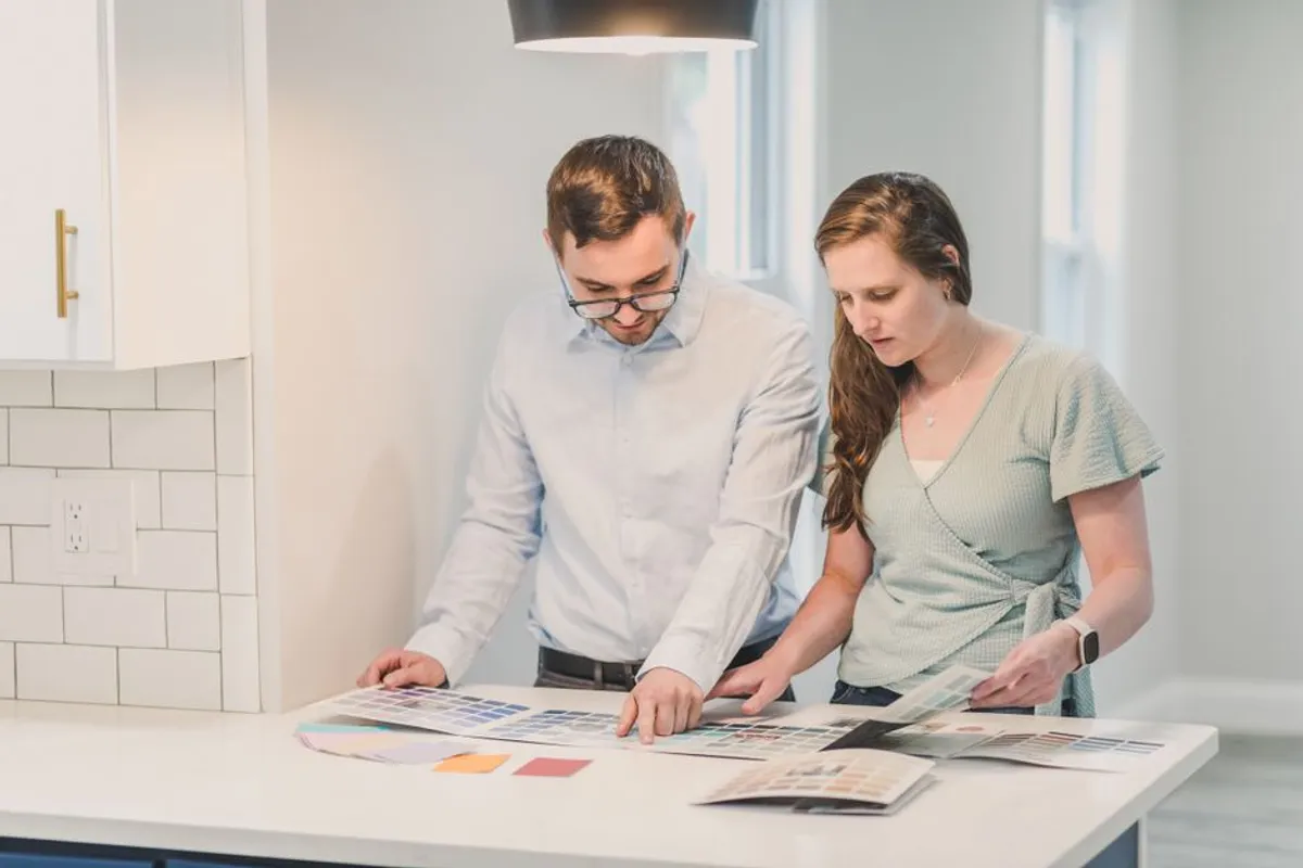 Couple making a calm decision together at home