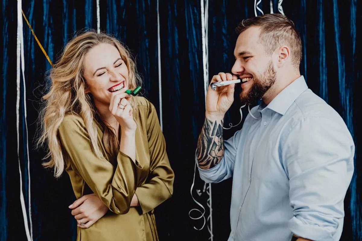 Couple laughing together