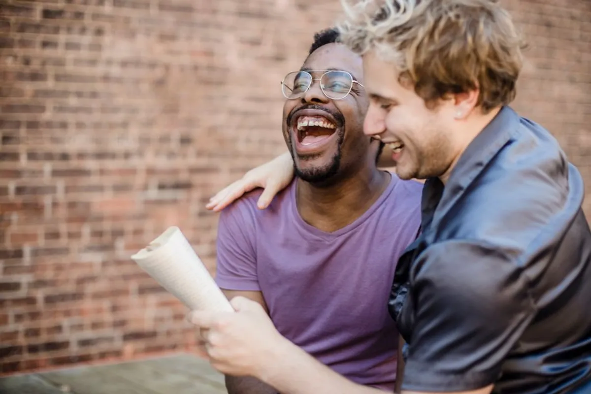 Couple laughing together