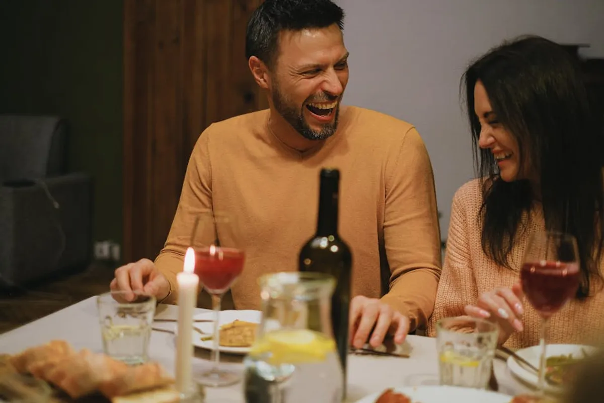 Couple laughing together