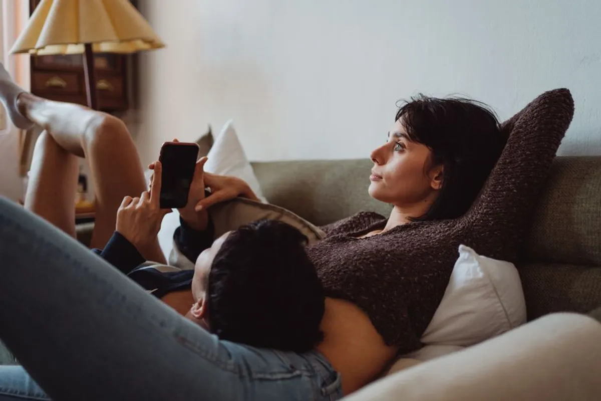 Couple comfortable and casual at home