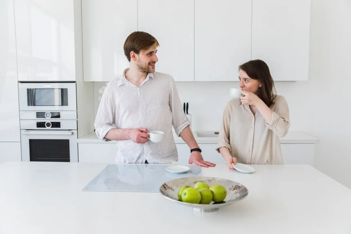 Couple sharing a quiet moment together in the morning