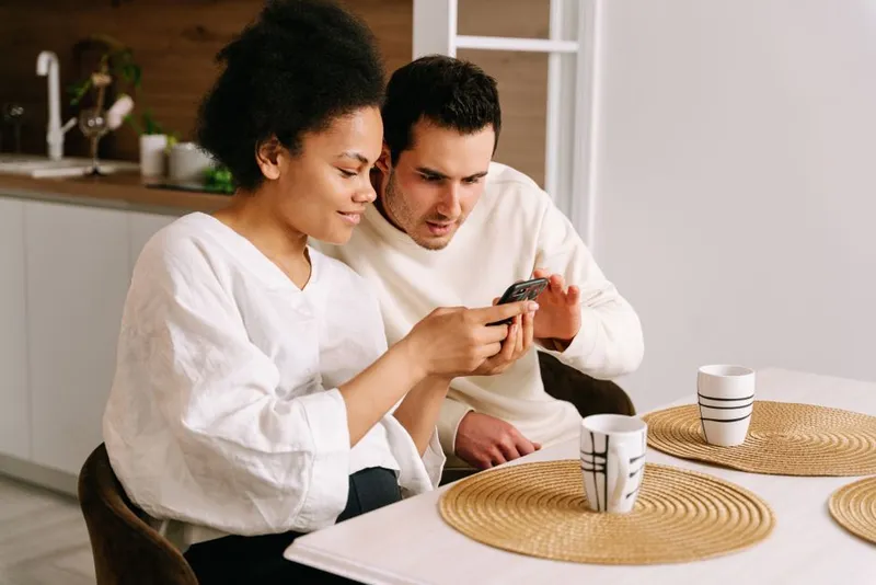 Couple in a warm daily routine together at home