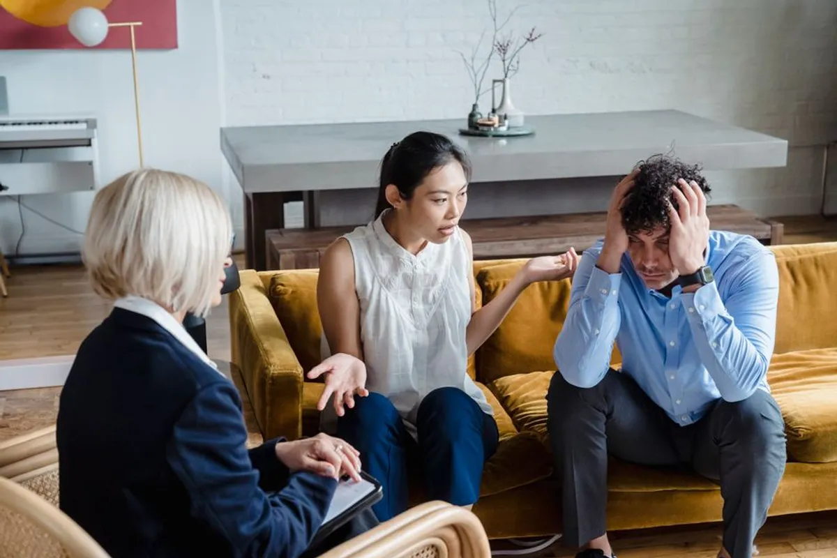 Couple in a session with a therapist