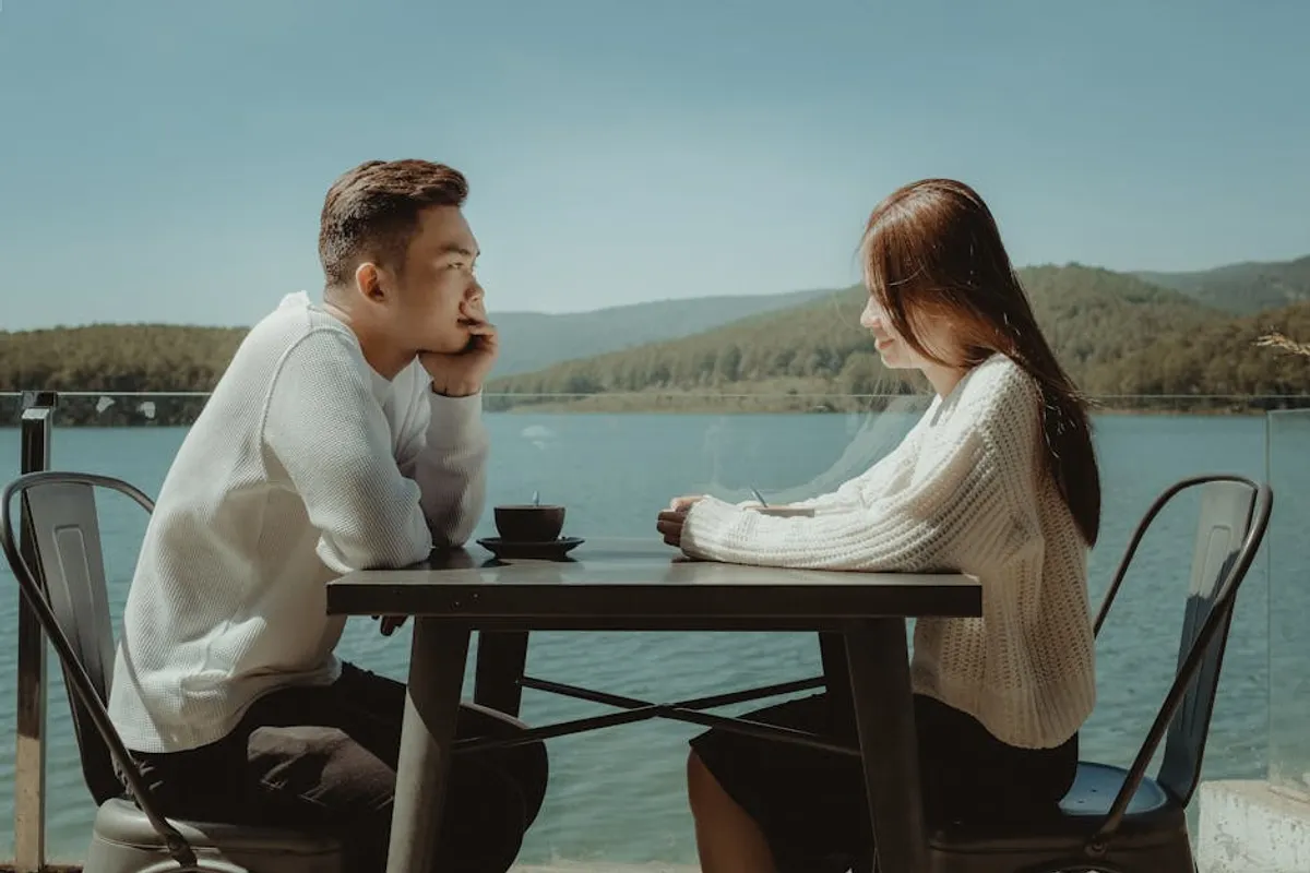 Couple in a thoughtful conversation